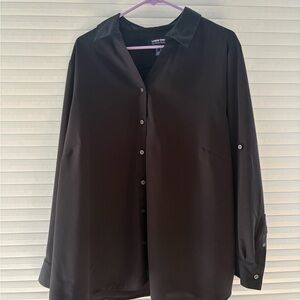 Lands' End Women's Black Button Down Shirt